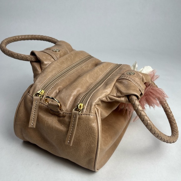 Talbots Tan Leather Handbag with Floral Accent - Picture 4 of 16